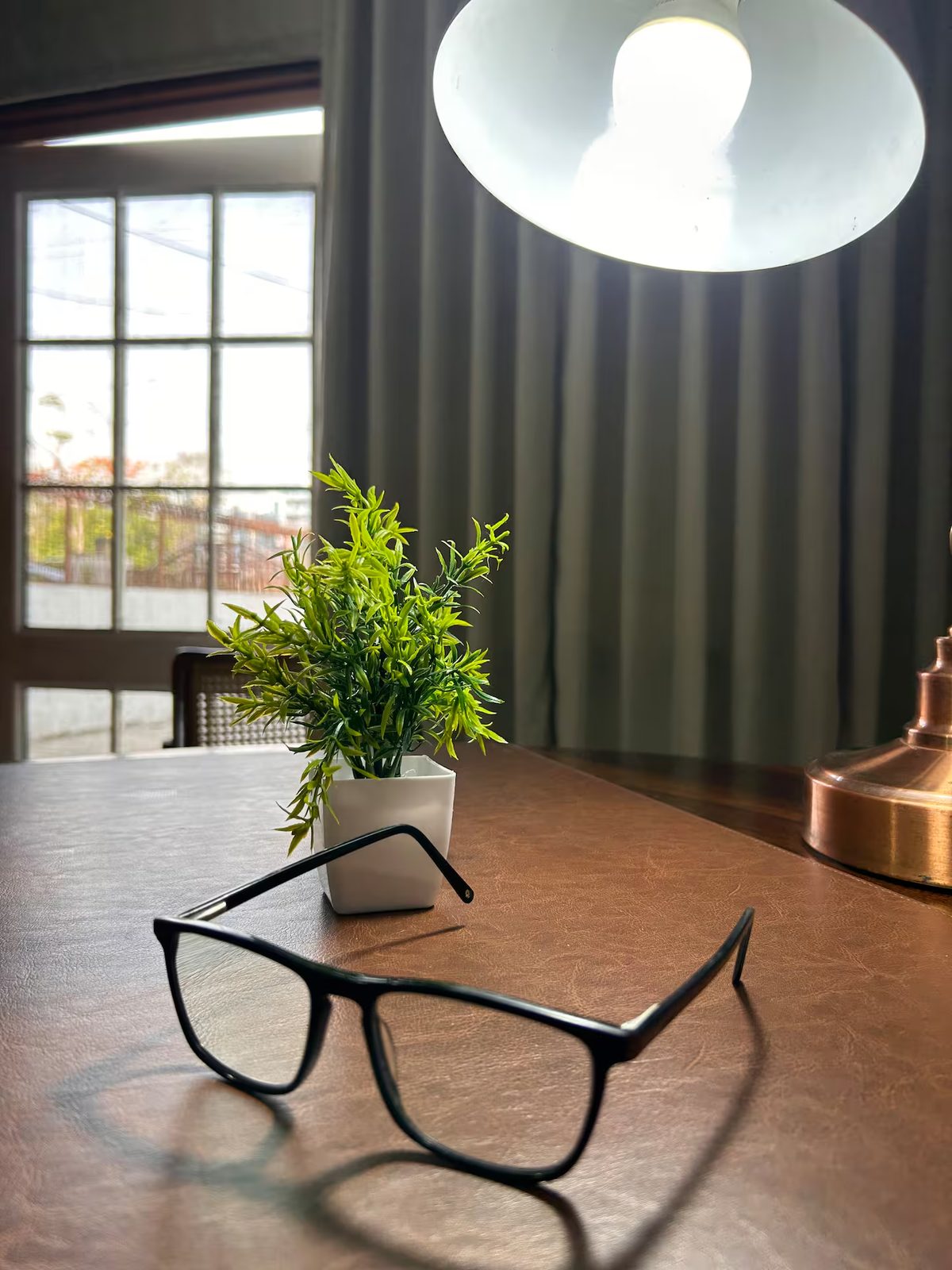 Dining Table with Decorative Plant