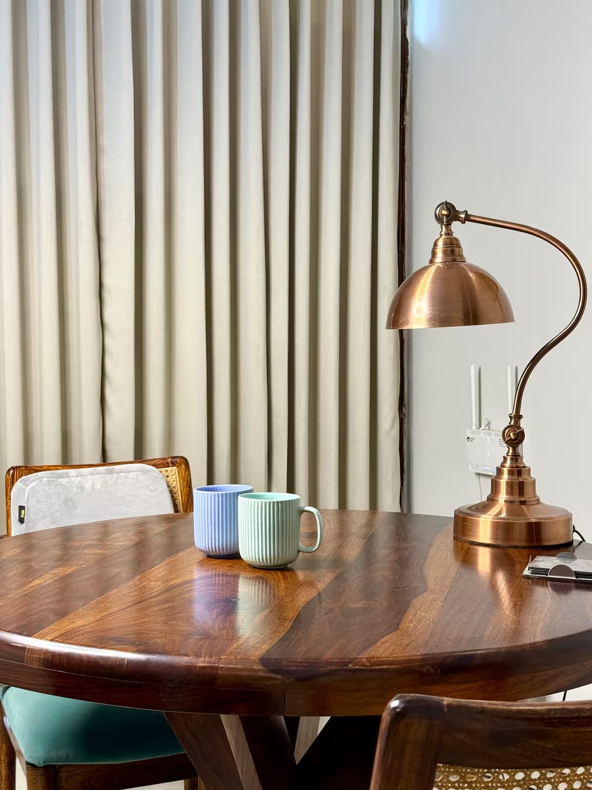 Dining Table with Copper Lamp